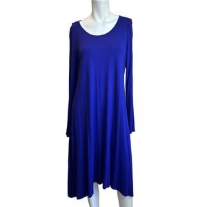 Eileen Fisher Purple Midi Long Sleeve Lightweight Flowy Shift Dress sz M